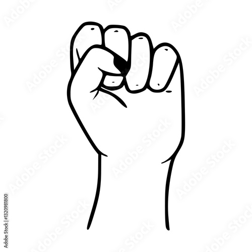raised fist line art vector illustration
