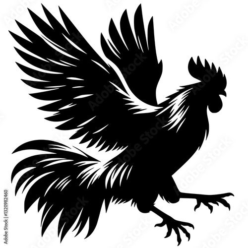 Silhouette of a fighting rooster