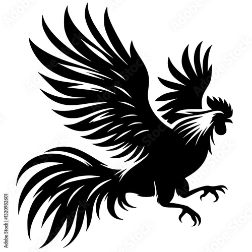 Silhouette of a fighting rooster