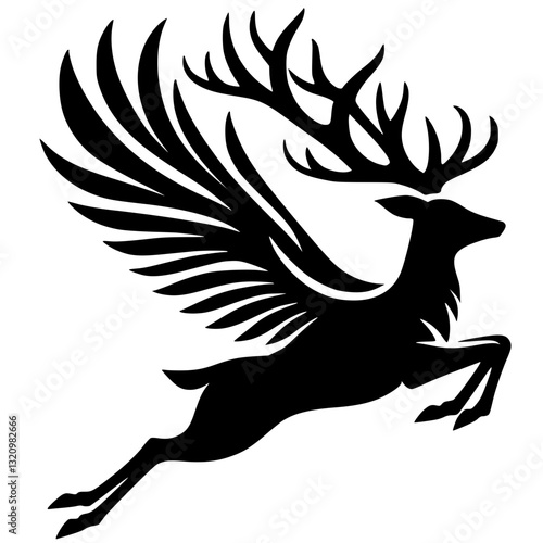 Silhouette of a winged deer