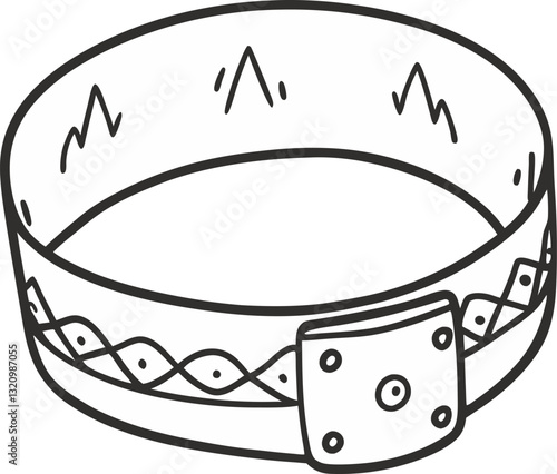 Hand Drawn Pet Collar Illustration Simple Outline Design