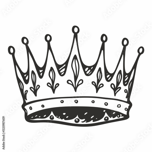 Elegant Hand Drawn Crown Illustration for Royal and Vintage Designs