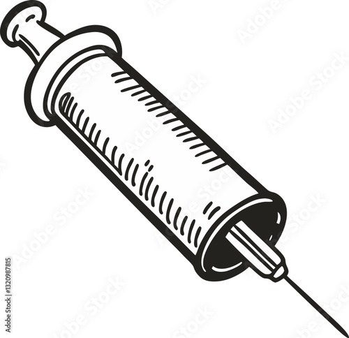 Monochrome Vintage Syringe Illustration Medical and Healthcare Design Trend