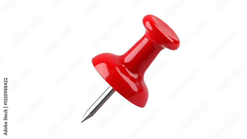 Glossy Red Pushpin Isolated on Transparent Background for Office Supplies and Note-Taking Glossy Red Pushpin Isolated on Transparent Background for Office Supplies and Note-Taking