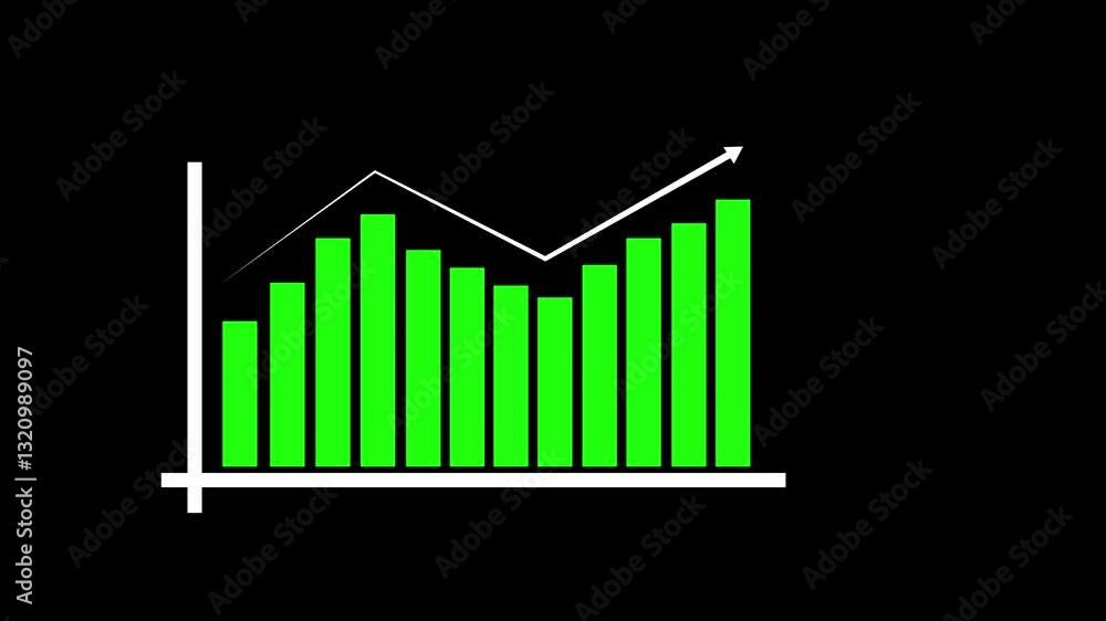 business graph chat icon animation video. Dynamic animation showcasing fluctuating market upward and downward trends, animated bars. business graph chat icon animation video. Dynamic animation showcasing fluctuating market upward and downward trends, animated bars.