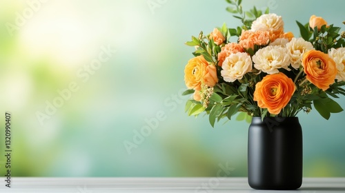 This striking bouquet features a harmonious blend of orange and white flowers, ideal for conveying joy, beauty, and warmth in any setting or decor, creating an inviting atmosphere.