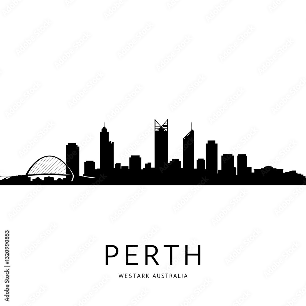 Naklejka premium Silhouette of Perth - Modern Graphic Design