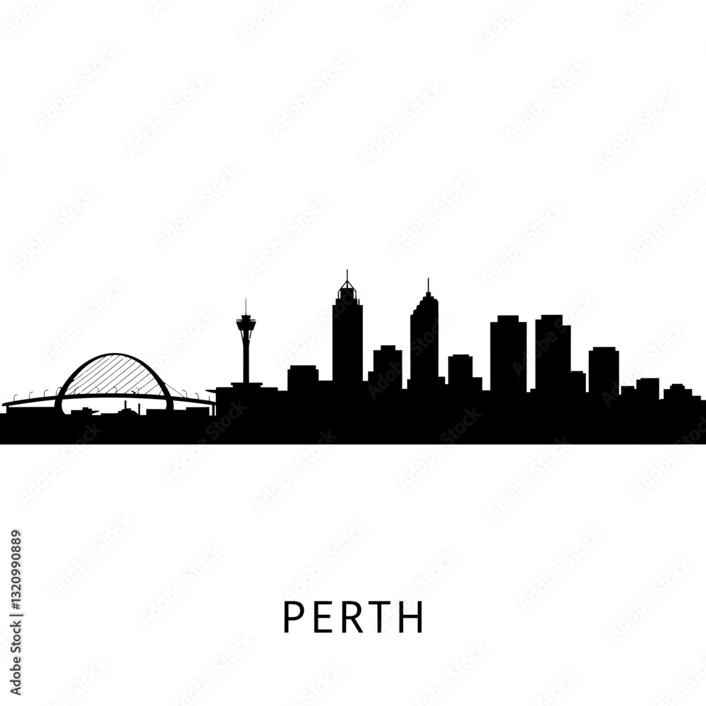 Naklejka premium Silhouette of Perth - Modern Graphic Design