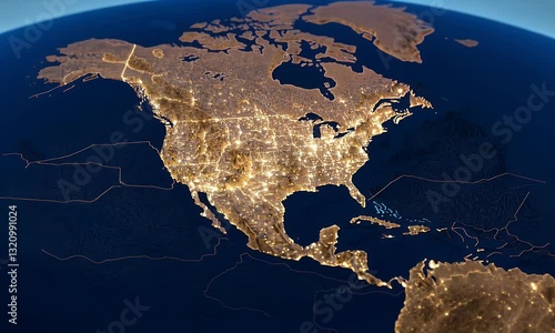 North America at Night, Illuminated Cities