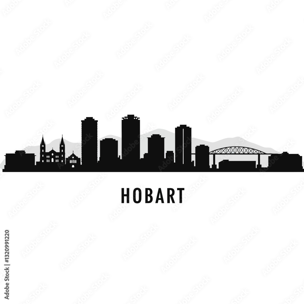 Naklejka premium Hobart Skyline - Minimalist Vector Illustration