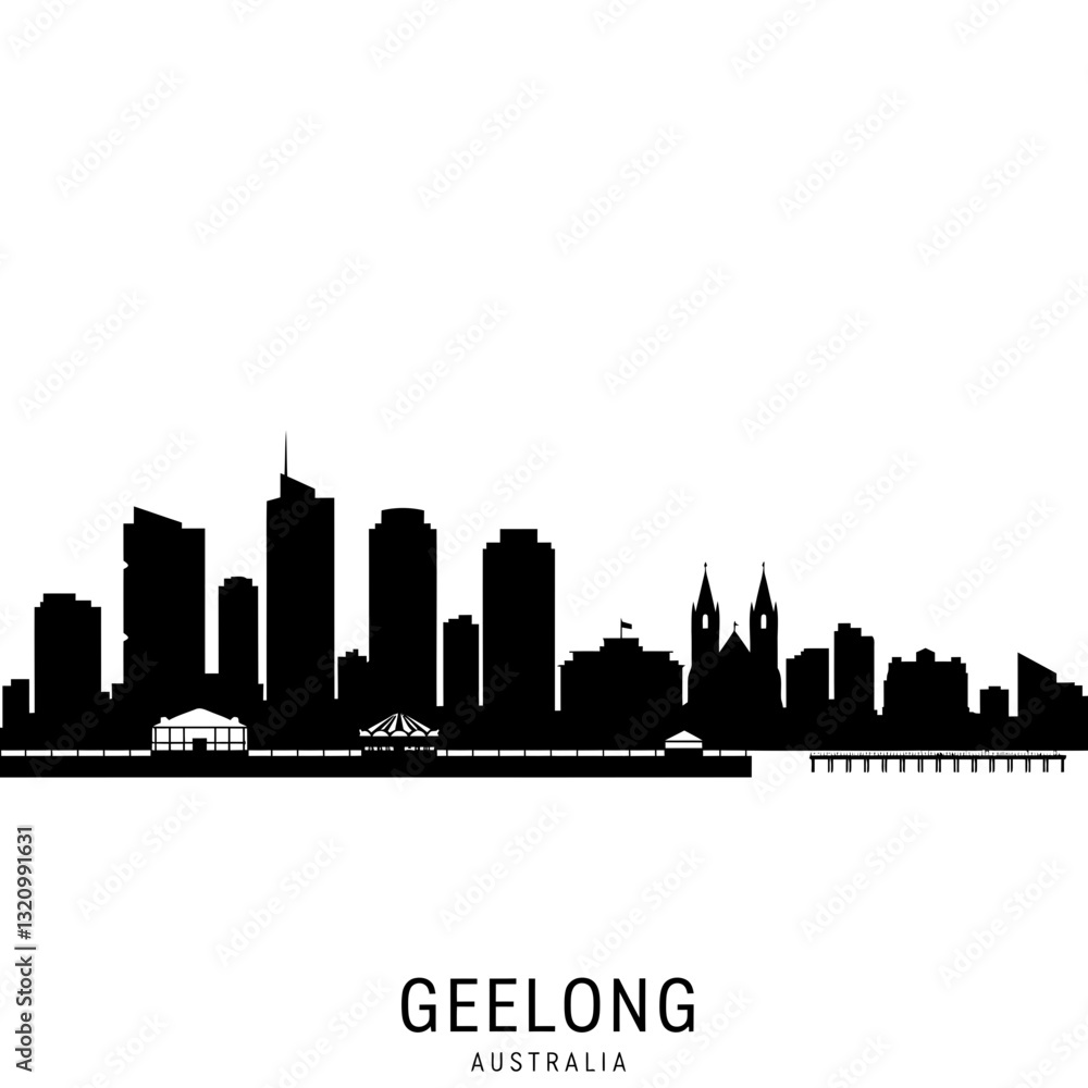 Naklejka premium Geelong Skyline - Minimalist Vector Illustration