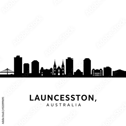 Launceston Skyline - Minimalist Vector Illustration