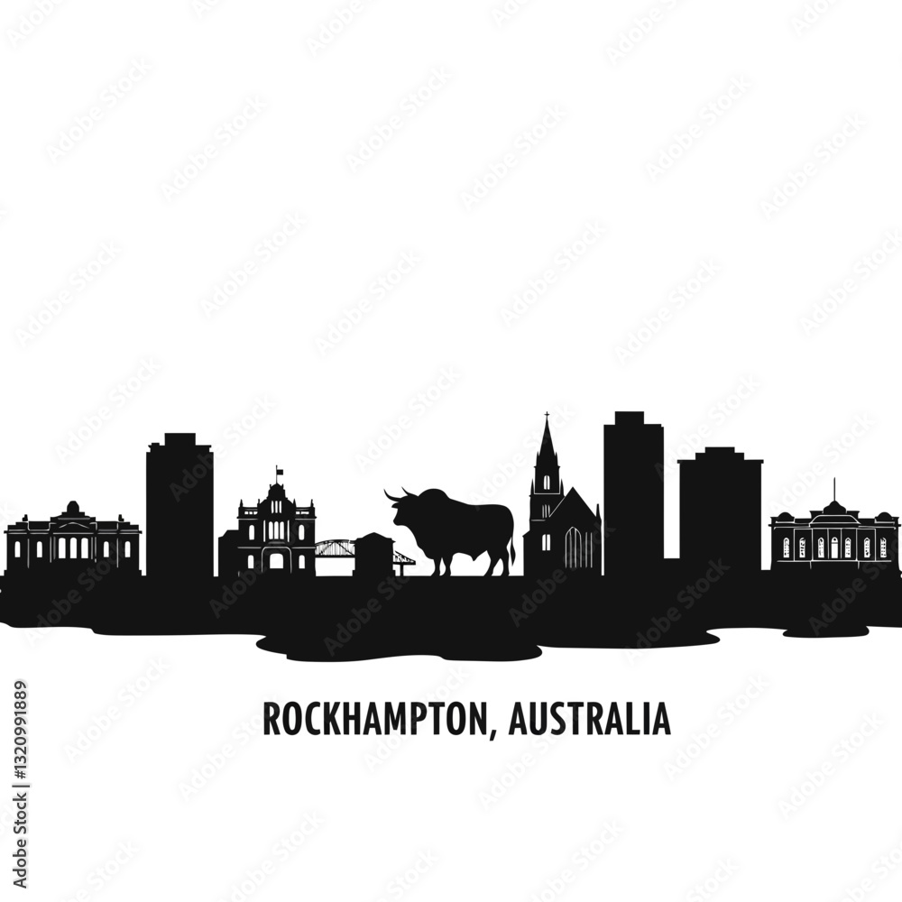 Fototapeta premium Rockhampton Skyline - Minimalist Vector Illustration