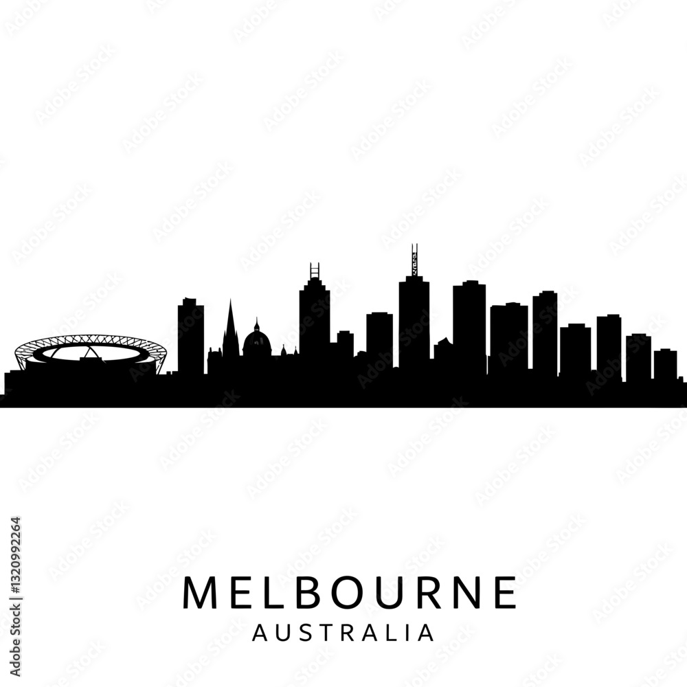 Fototapeta premium Melbourne Skyline - Minimalist Vector Illustration