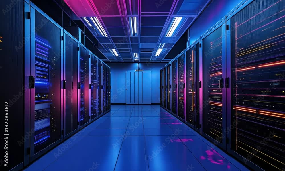 Illuminated Server Room: A Glimpse into the Digital Core Illuminated Server Room: A Glimpse into the Digital Core