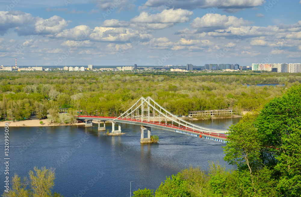 Pedestrian Bridge Over the Dnipro River in Kyiv Pedestrian Bridge Over the Dnipro River in Kyiv