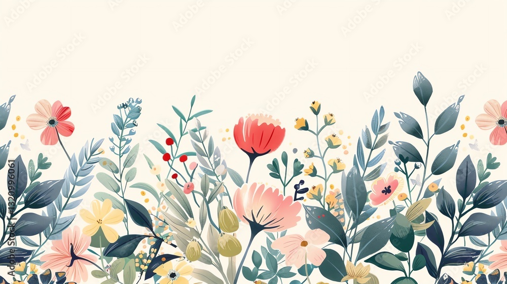 Fototapeta premium A watercolor floral illustration with a white background.