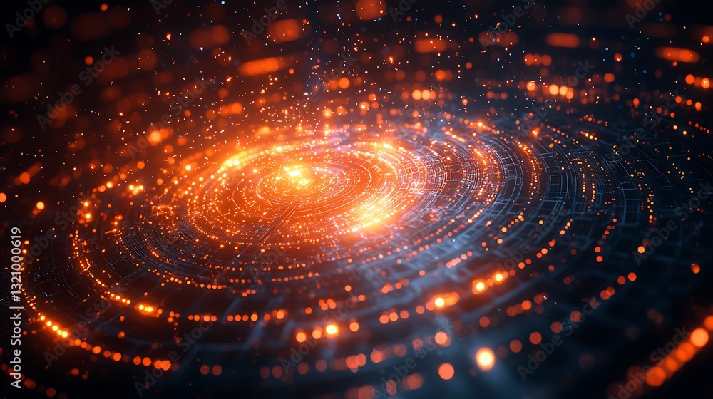Sci-fi intelligence network with radiant particles and futuristic circuitry Sci-fi intelligence network with radiant particles and futuristic circuitry
