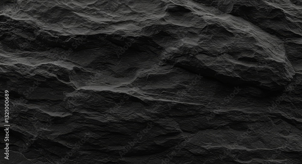 Fototapeta premium Black white rock background. Dark gray stone texture. Mountain surface close-up