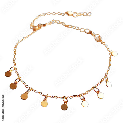 Wallpaper Mural A delicate, shimmering gold bracelet with small charms hanging from it, isolated on white background. Torontodigital.ca