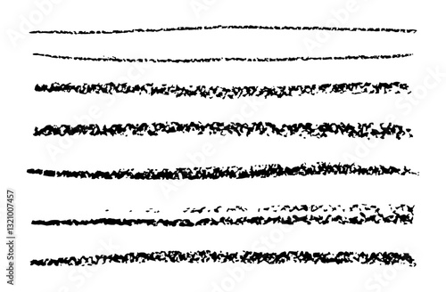 Chalk brush lines set. Hand drawn vector textured chalk underline grunge borders