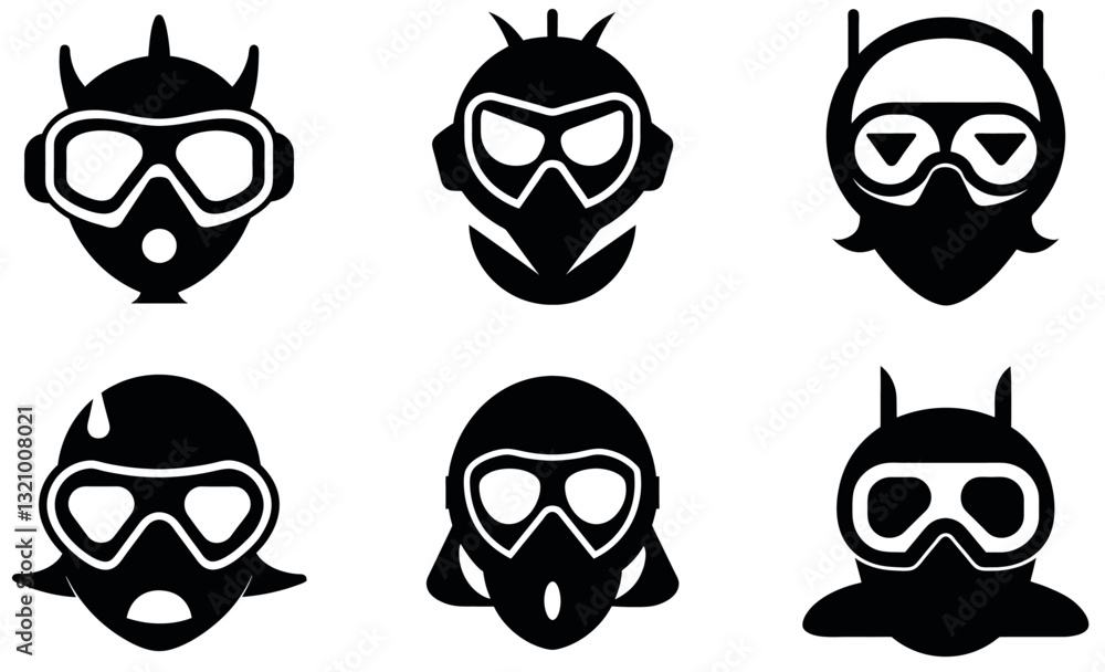 Vector Illustration of Different Diving Masks Vector Illustration of Different Diving Masks