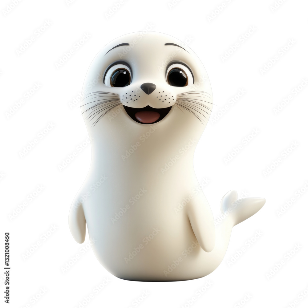 Happy cartoon seal character smiling cheerfully on isolated transparent background, PNG Happy cartoon seal character smiling cheerfully on isolated transparent background, PNG