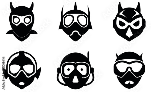 Vector Illustration of Different Diving Masks