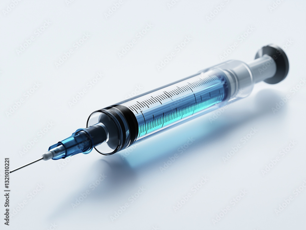 detailed syringe with blue liquid inside, showcasing precision and clarity. This captures essence of medical equipment, emphasizing its importance in healthcare detailed syringe with blue liquid inside, showcasing precision and clarity. This captures essence of medical equipment, emphasizing its importance in healthcare