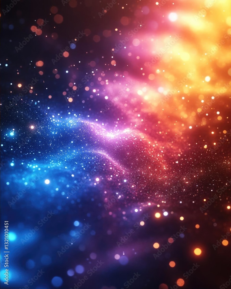 Vibrant cosmic abstract background with swirling colors and glowing particles in motion Vibrant cosmic abstract background with swirling colors and glowing particles in motion