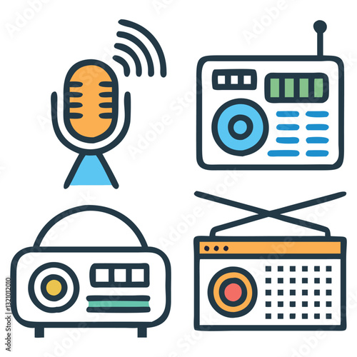 Radio Station Icon Set

