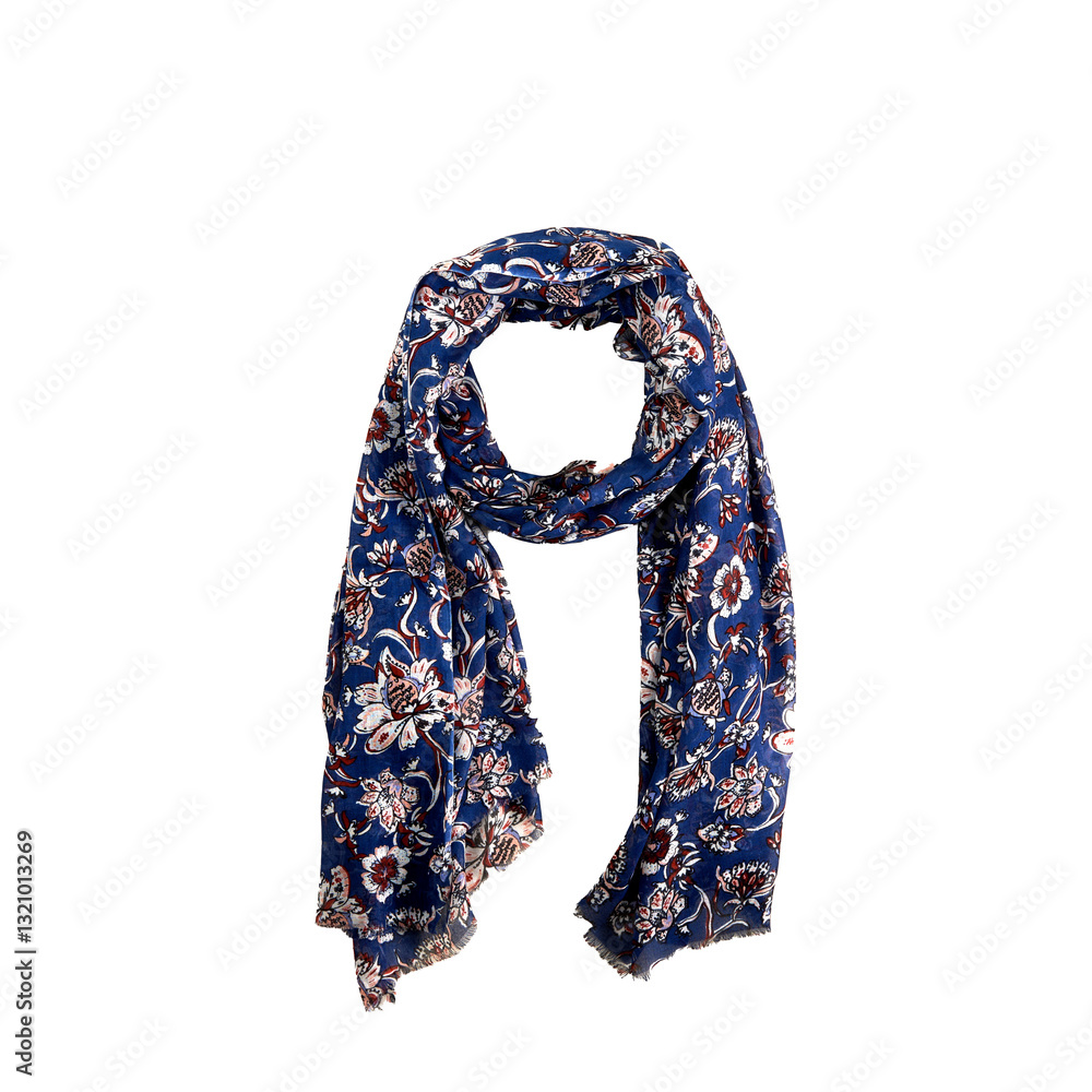 écharpe bleue foncé avec motifs fleurot écharpe bleue foncé avec motifs fleurot