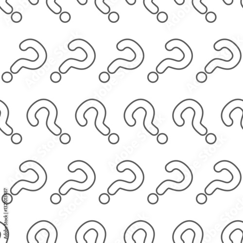 Question mark sign seamless pattern om a white background.