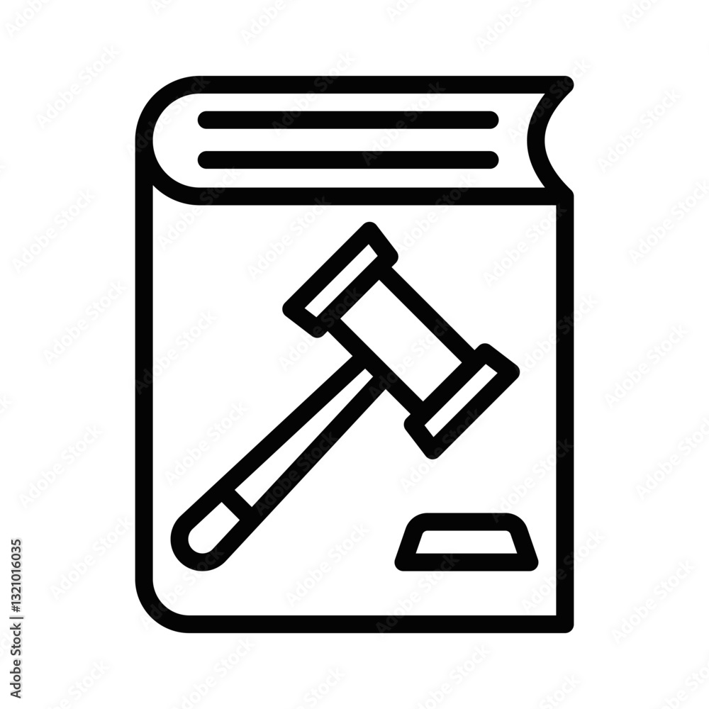 Code of conduct document icon with gavel symbol, outline vector. Editable stroke. Code of conduct document icon with gavel symbol, outline vector. Editable stroke.