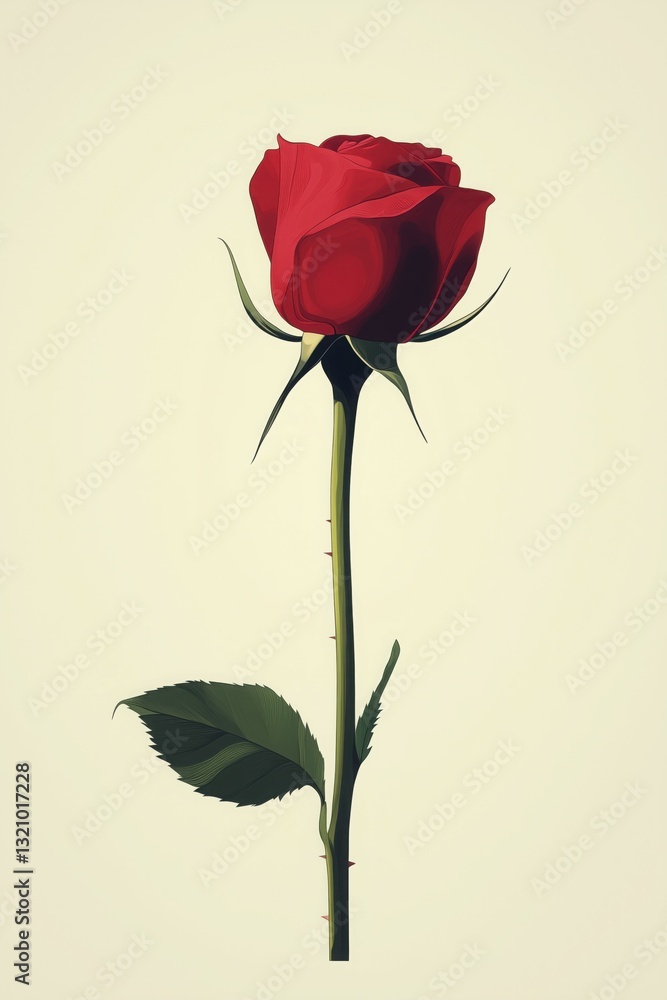 Obraz premium A romantic drawing of a single red rose.