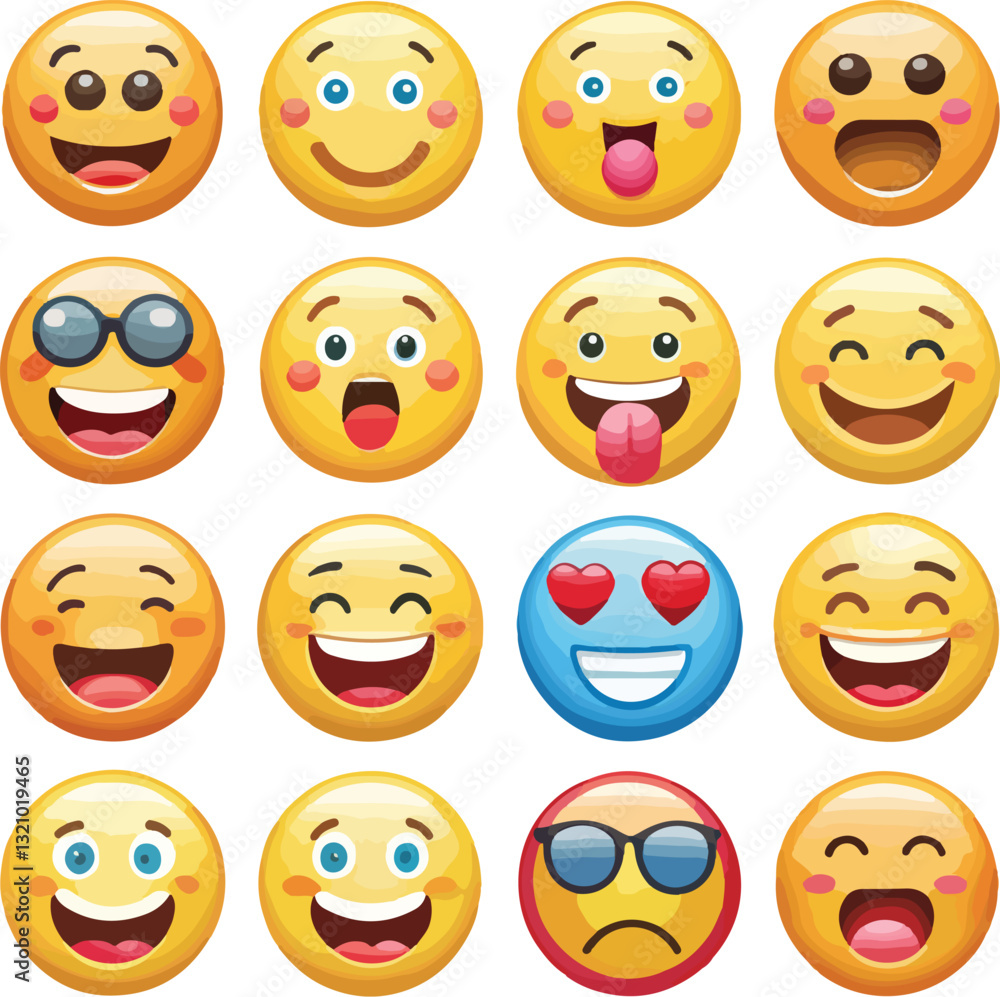 Fototapeta premium set of funny cartoon smileys