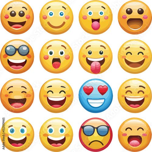 set of funny cartoon smileys