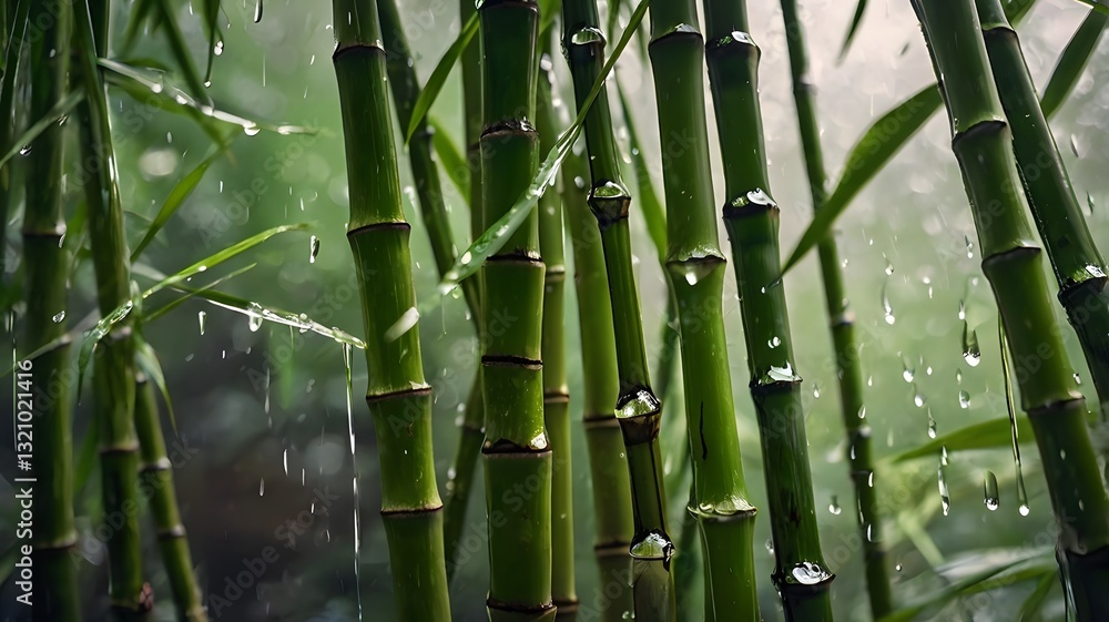 Fototapeta premium Bamboo Forest in Gentle Rain