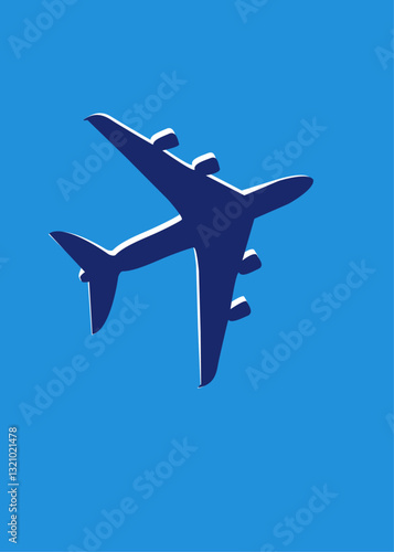 Logo Travel. Banner con silueta de avión de pasajeros vista desde abajo 