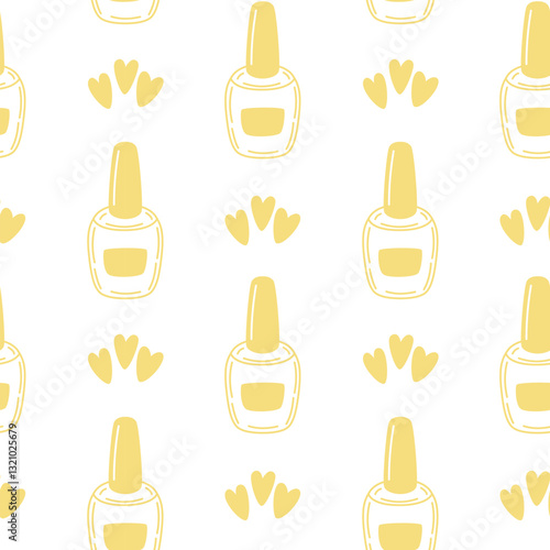 Girly and stylish nail polish seamless pattern, vector illustration for makeup lovers, fashion backgrounds, and cosmetic-themed prints