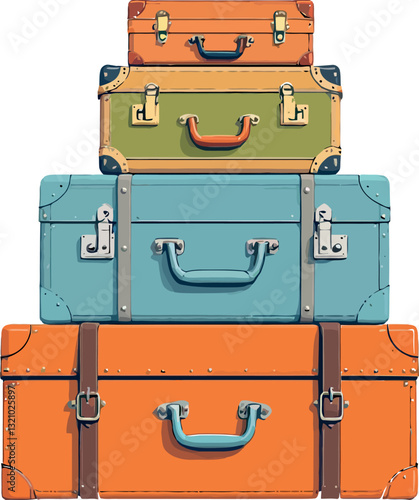Vsai four retro suitcases ready for a long journey full of adventures