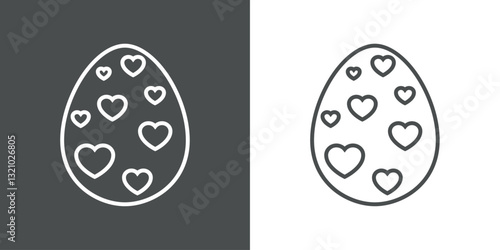 Elemento decorativo de Pascua. Huevo de Pascua con grupo de corazones con líneas 