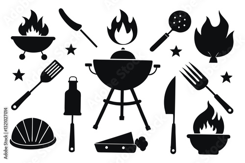 Barbecue icons vector set