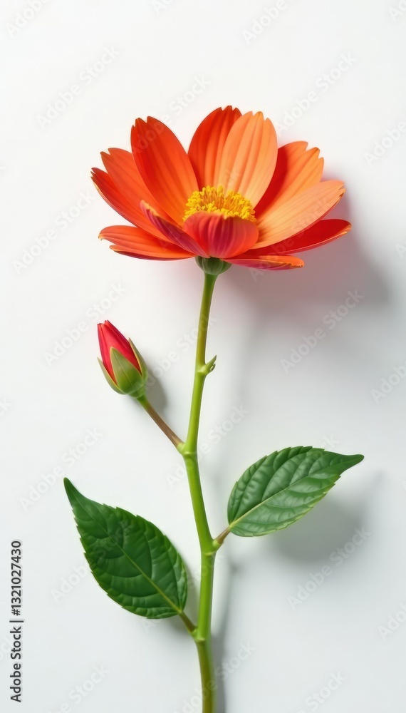 Obraz premium Colorful flower on a minimalist white backdrop, blossom, clean, flowers