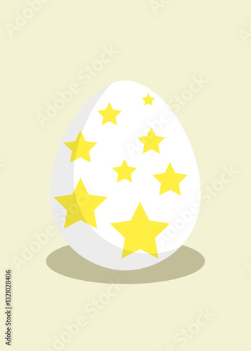 Elemento decorativo de Pascua. Huevo de Pascua con grupo de estrellas color amarillo y sombra