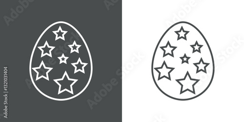Elemento decorativo de Pascua. Huevo de Pascua con grupo de estrellas con líneas 