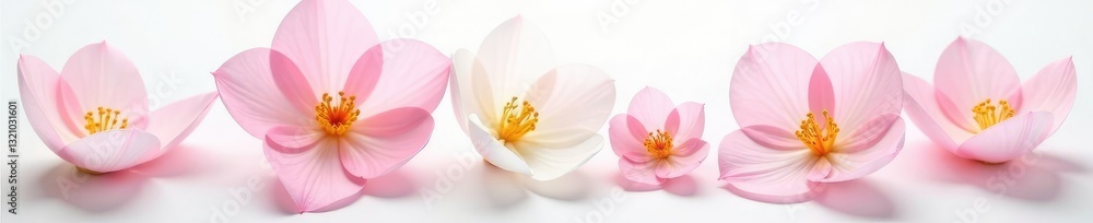 Naklejka premium Delicate flower petals unfurl on a pristine white background, elegance, gentle