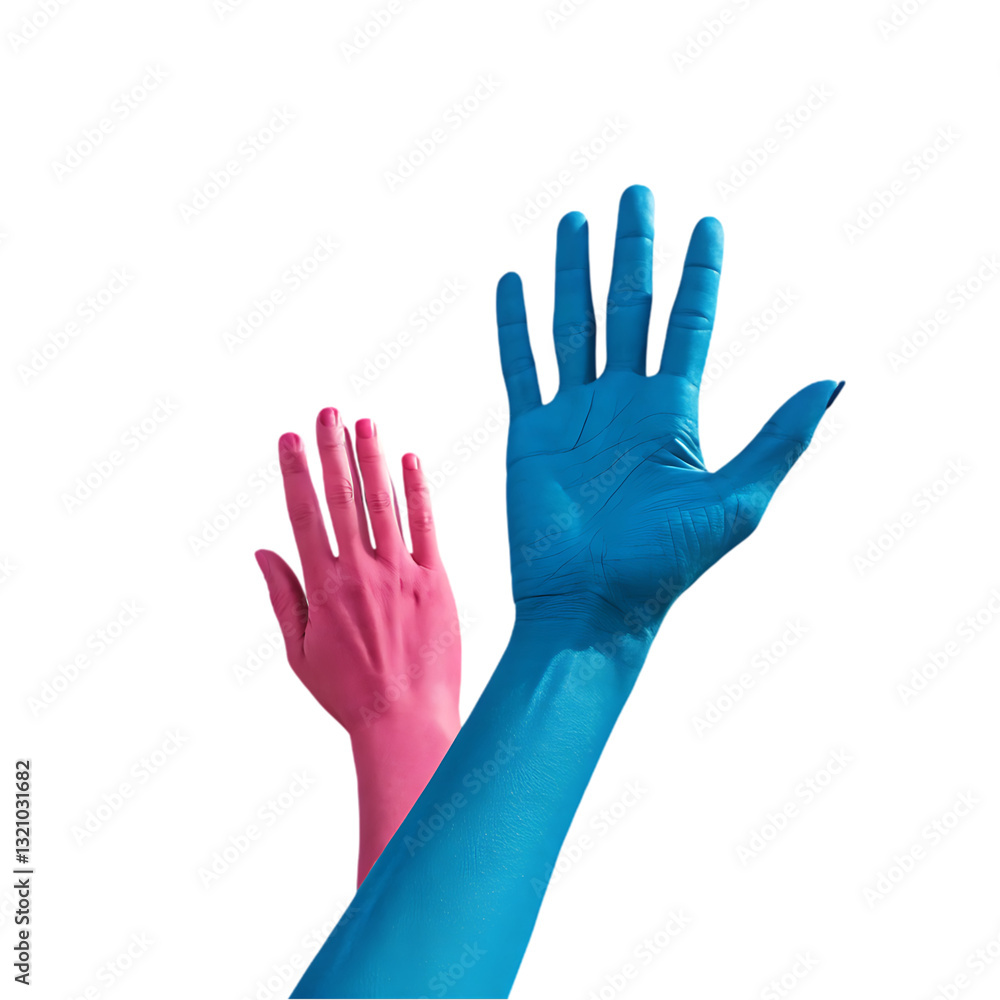 Obraz premium Pink & Blue Hands: Abstract Art