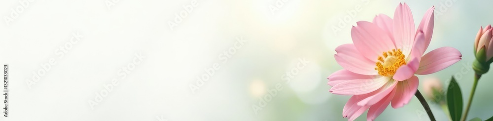 Delicate flower with soft petals on white background, floral, greenery Delicate flower with soft petals on white background, floral, greenery