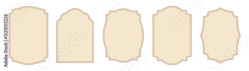 Brown geometric vintage frames. Collection of retro labels. Abstract geometric grunge shape elements.